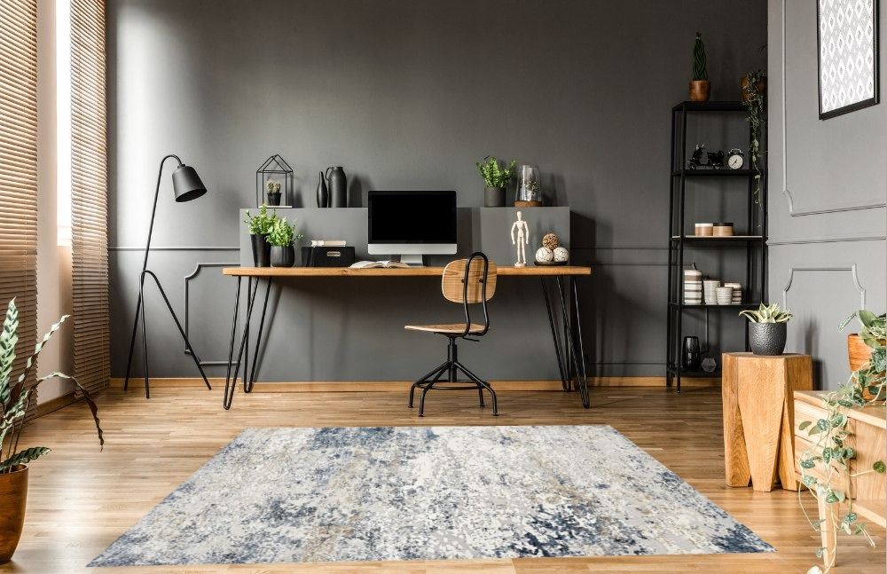 Grey Farmhouse Rugs "DMOYEST Beige Blue Abstract Rectangular Area Rug - 6' x 9' - Lightweight, Stain Resistant, Non Slip, Washable" in Home office