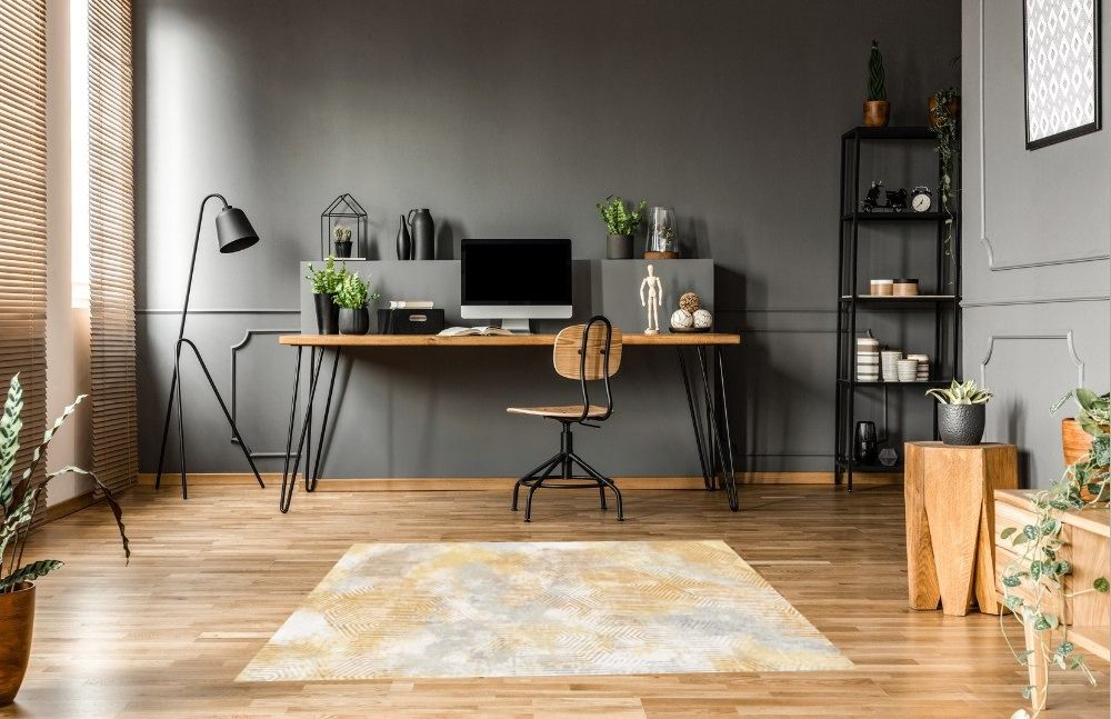 Rug Visualizer For Your 5x7 Yellow Area Rug Art&Tuft Contemporary Abstract Rectangular Area Rug - Tpr21-yellow in Home office