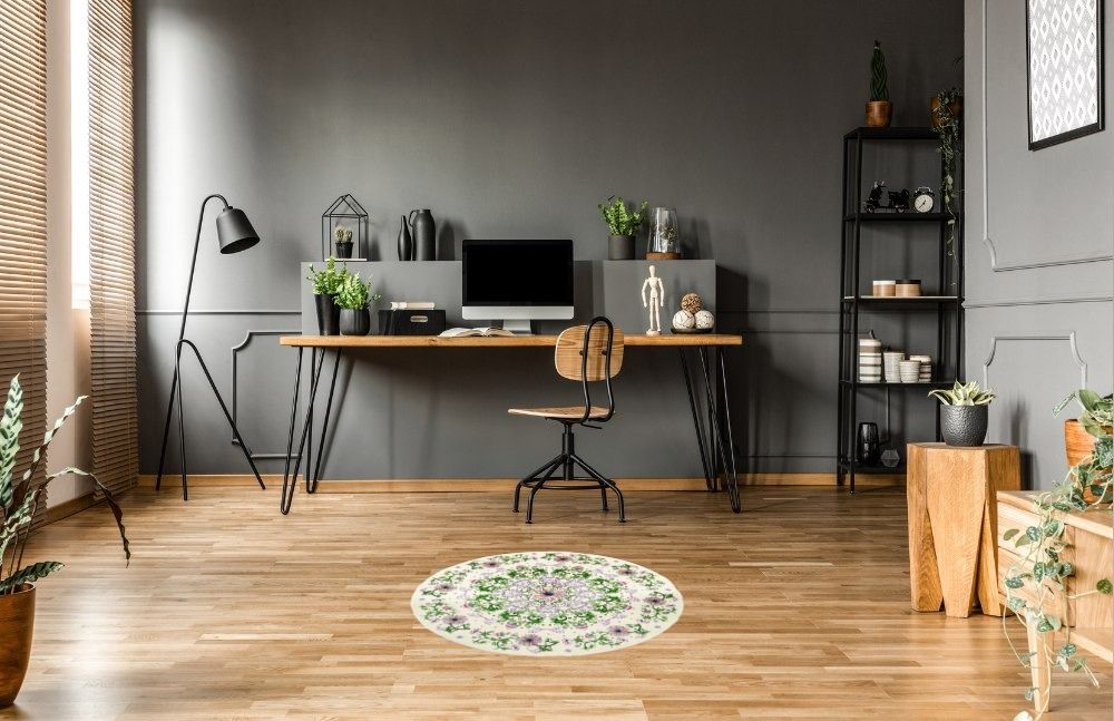 Green Farmhouse Rugs Abeigoi Yellow Floral Round Modern Area Rug - 4Ft in Home office