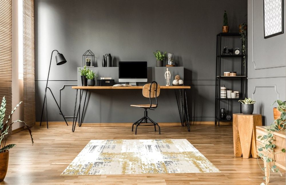 Rug Visualizer For Your 5x7 Yellow Area Rug OIGAE Modern Yellow Abstract Plush Area Rug in Home office