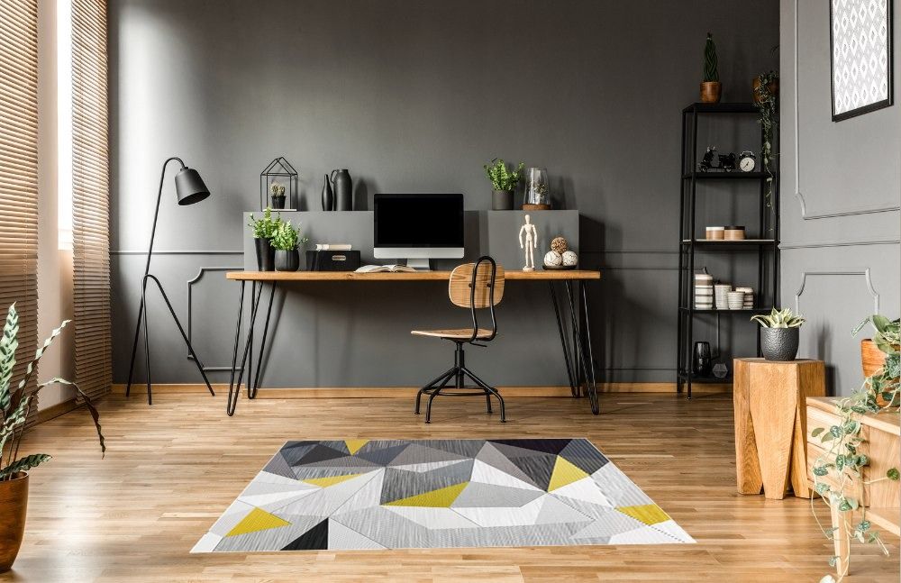 Rug Visualizer For Your 5x7 Yellow Area Rug Scceatti Retro Geometric Rectangular Kitchen Rug in Home office