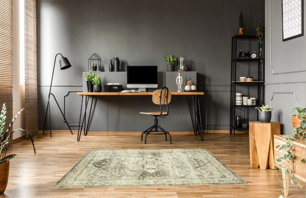 Green Farmhouse Rugs Loloi II Rosette Collection Oriental Sage / Beige Polyester Power Loomed Area Rug - Traditional Style, Medium Pile in Home office