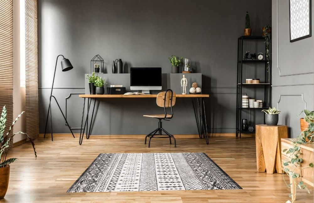 Grey Farmhouse Rugs Art&Tuft Area Rug Black in Home office
