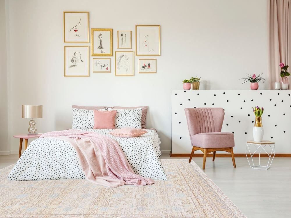 Try a 9x12 Pink Area Rug in Your Own Room Momeni Classical Blue Oriental Rectangular Microfiber Area Rug in Bedroom