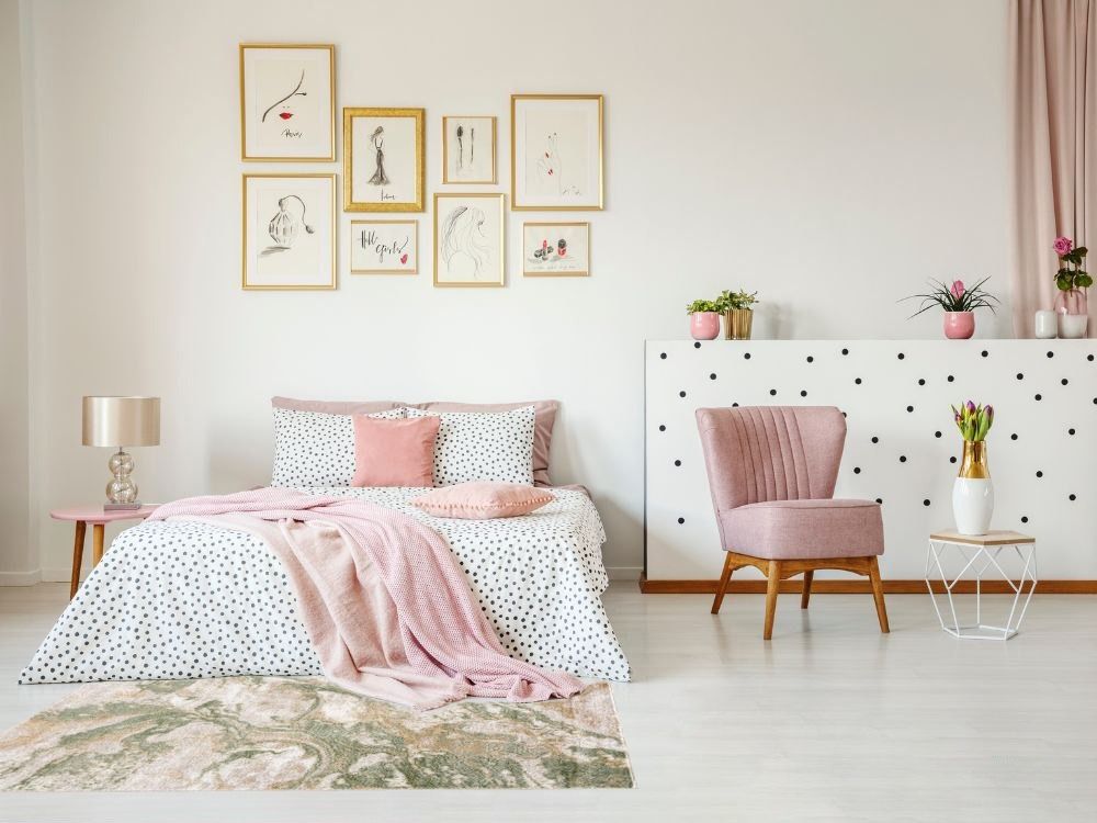 Green Farmhouse Rugs Hauteloom Boho Abstract Area Rug in Bedroom