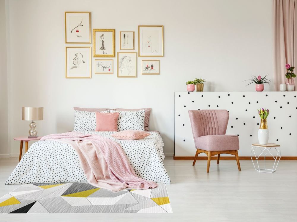Rug Visualizer For Your 5x7 Yellow Area Rug Scceatti Retro Geometric Rectangular Kitchen Rug in Bedroom