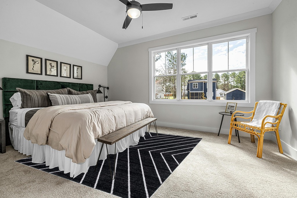 Rug ideas in Grey Traditional Bedroom with King Bed