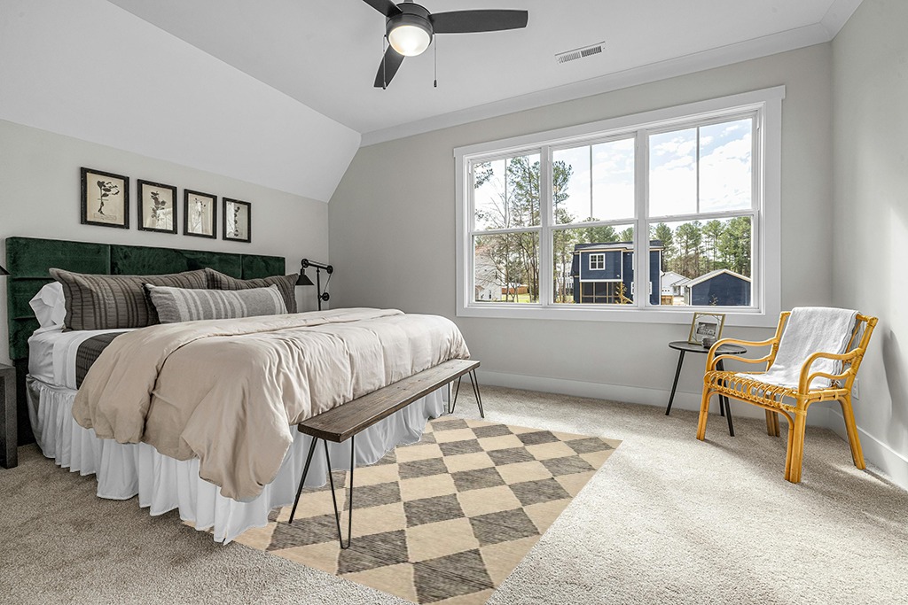 Loloi Chris Loves Julia x Francis Beige/Charcoal 5'-0" x 7'-6" Area Rug in Grey Traditional Bedroom with King Bed