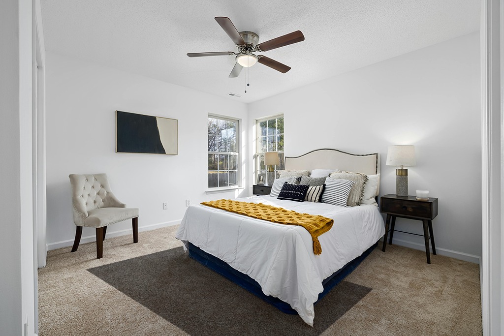 Grey room rug ideas in White and Yellow Modern Bedroom