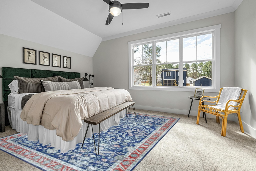 Large rug ideas in Grey Traditional Bedroom with King Bed