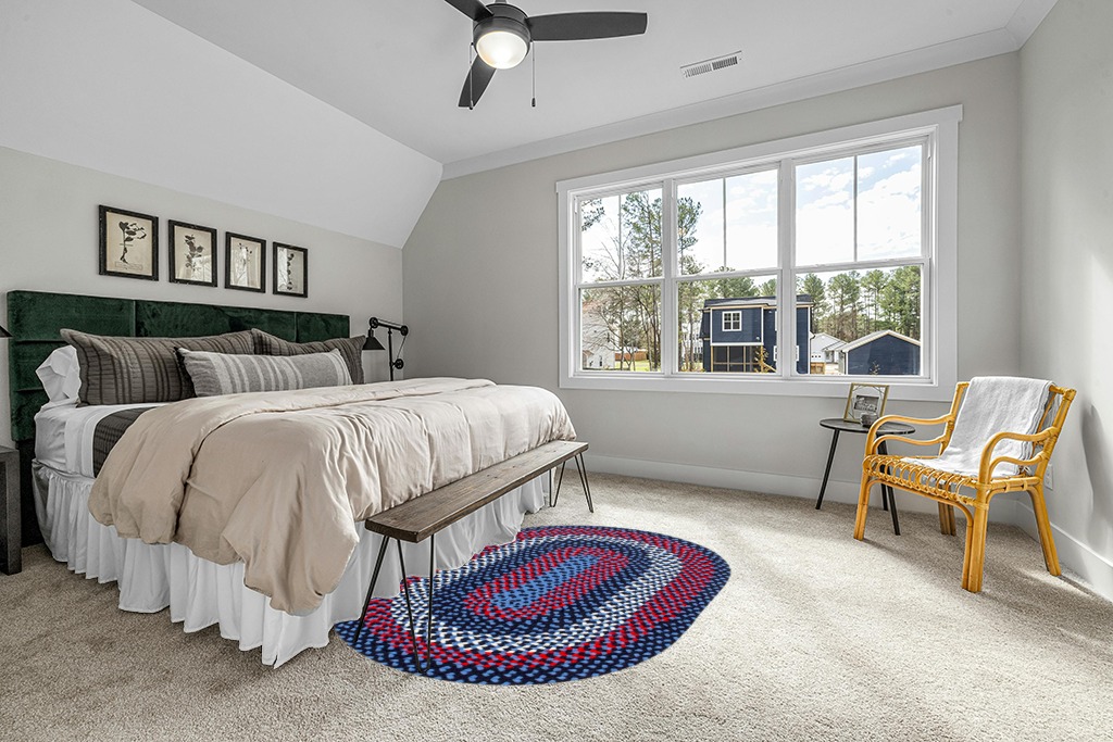 Rug ideas in Grey Traditional Bedroom with King Bed