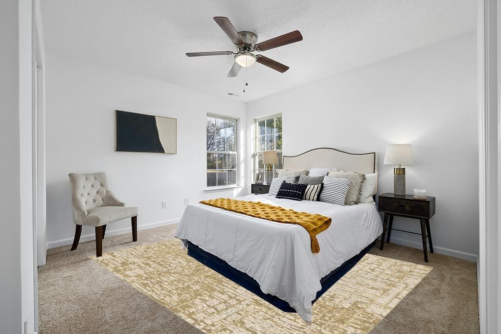 Yellow rug ideas in White and Yellow Modern Bedroom