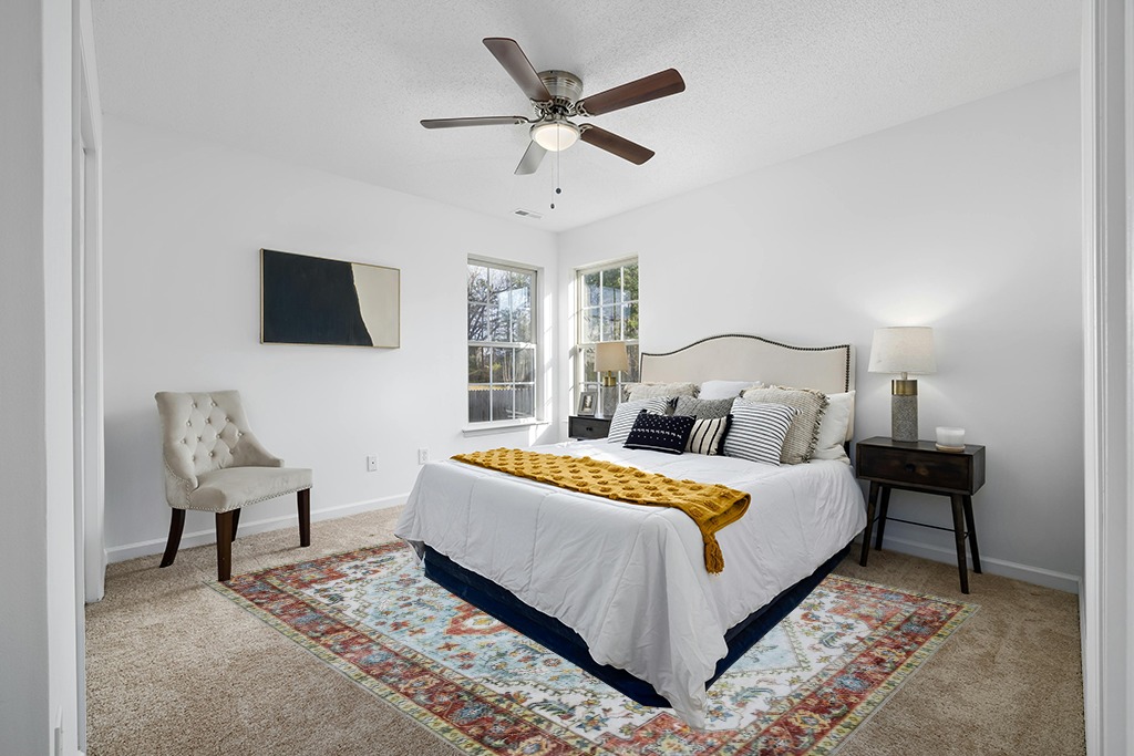 Farmhouse rug ideas in White and Yellow Modern Bedroom