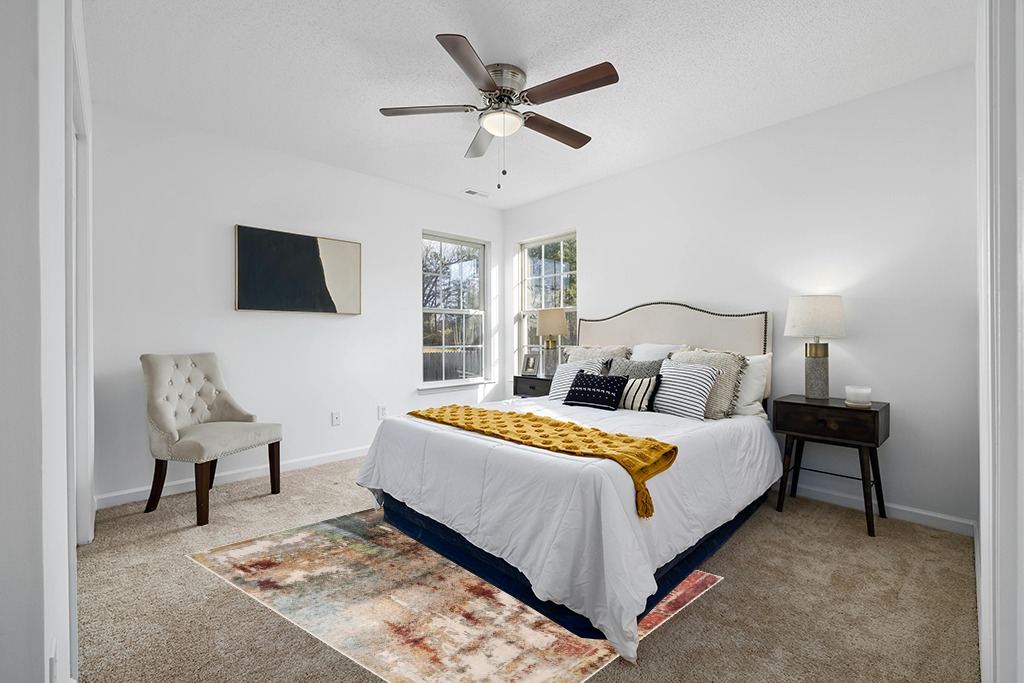 Rug ideas in White and Yellow Modern Bedroom