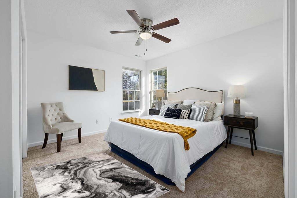 Grey room rug ideas in White and Yellow Modern Bedroom