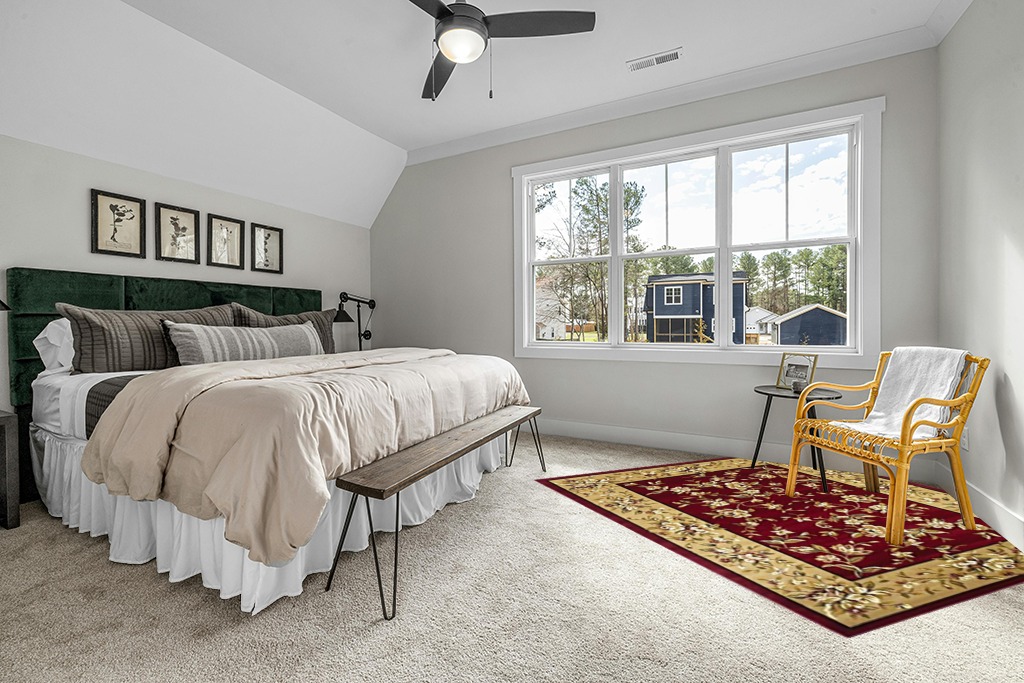 Kas 7312 Cambridge 7-Feet 7-Inch RoundRug in Grey Traditional Bedroom with King Bed
