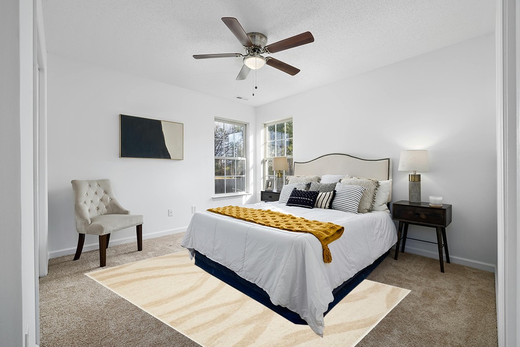 Cute rug ideas in White and Yellow Modern Bedroom