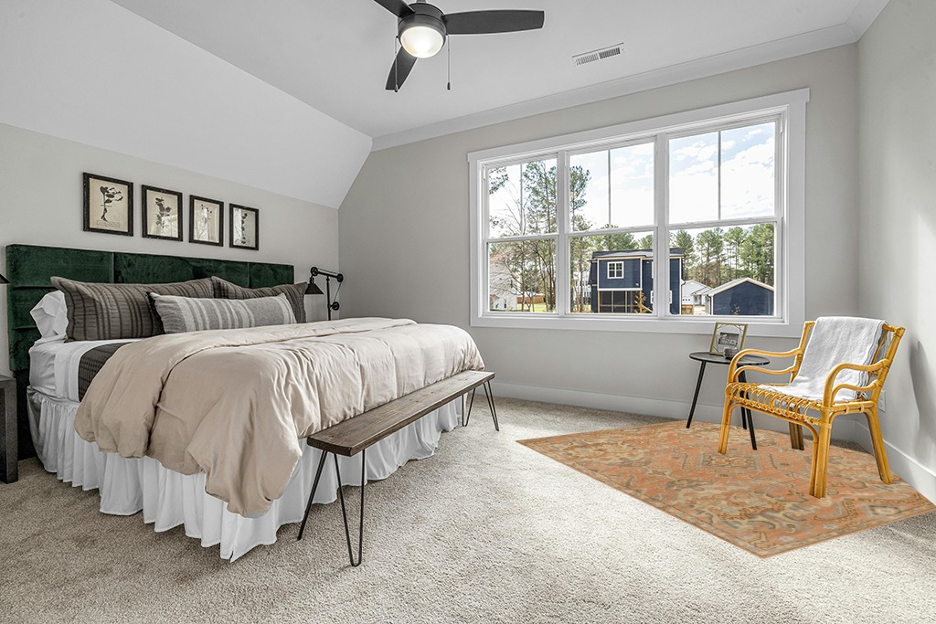 Safavieh Wyndham Terracotta 7 ft. x 7 ft. Square Area Rug in Grey Traditional Bedroom with King Bed