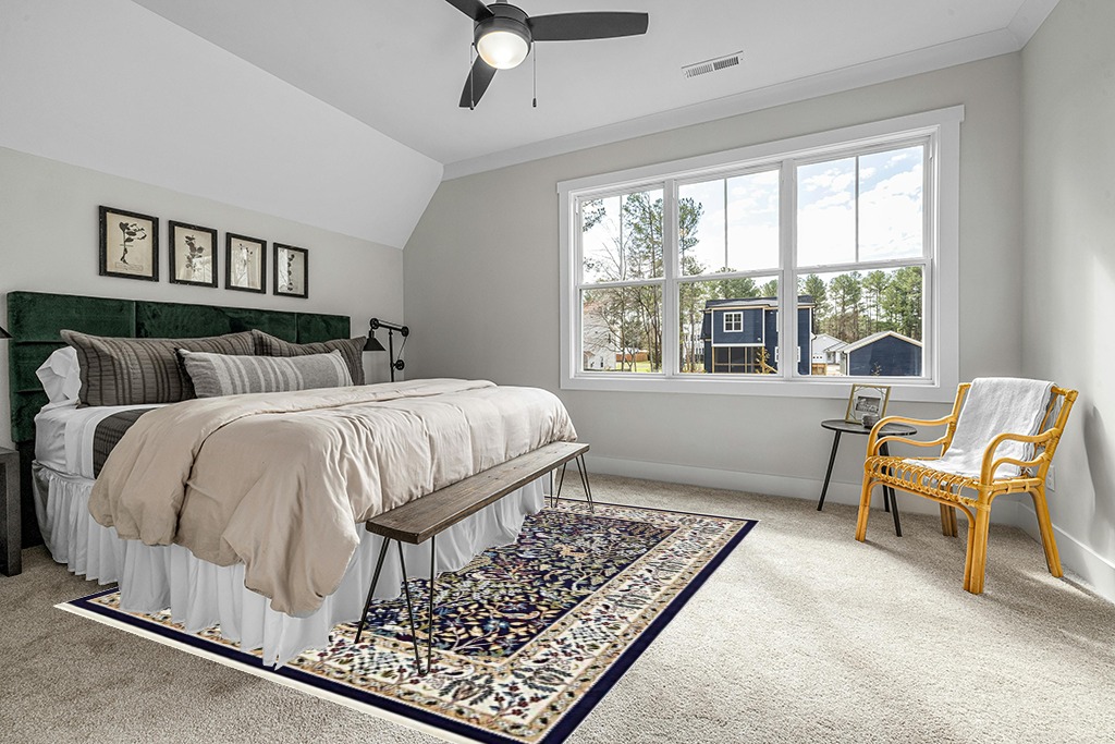 Rug ideas in Grey Traditional Bedroom with King Bed