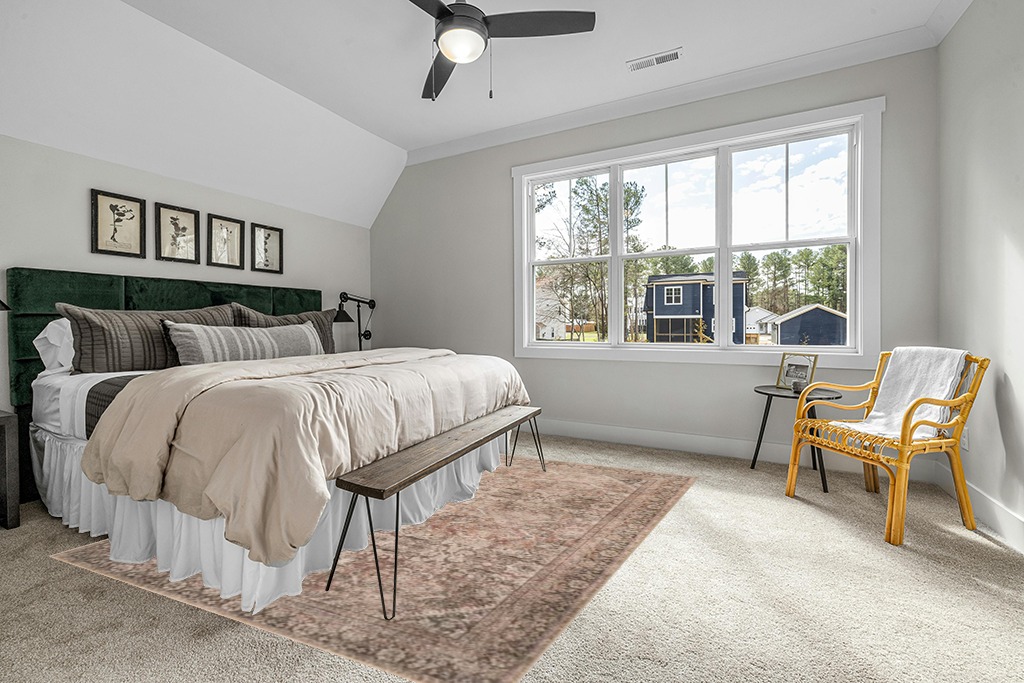 Rug ideas in Grey Traditional Bedroom with King Bed