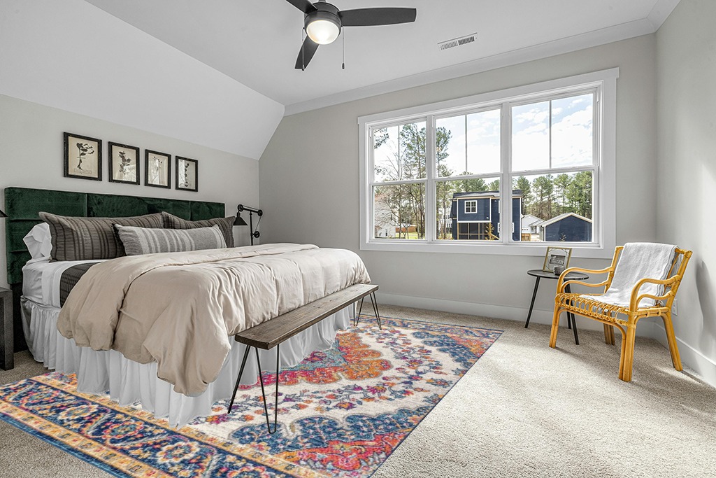 Rug ideas in Grey Traditional Bedroom with King Bed