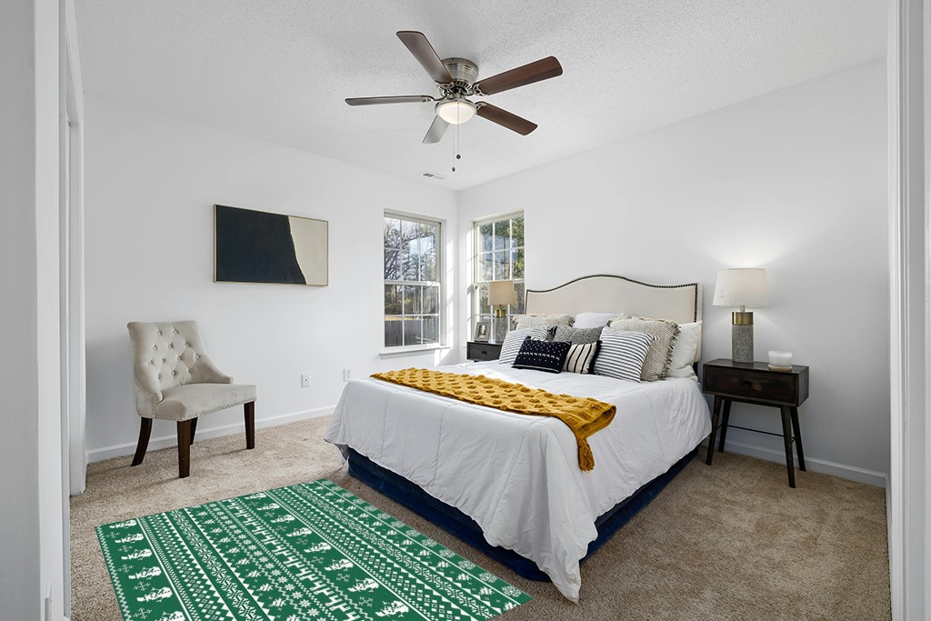 Christmas rug ideas in White and Yellow Modern Bedroom