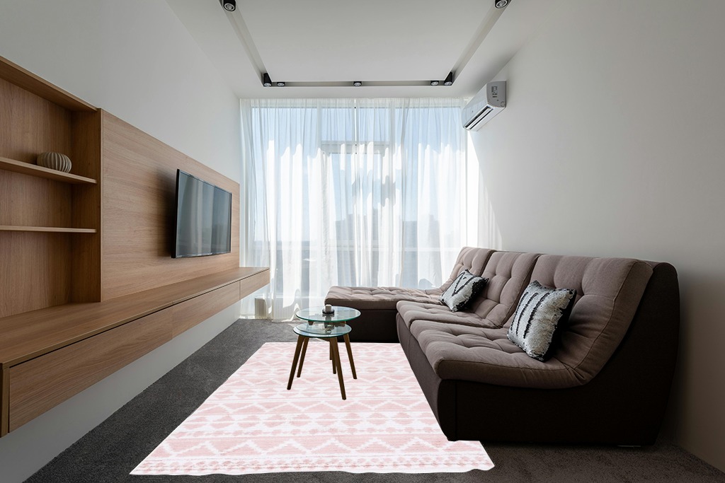 Cute rug ideas in Grey Living Room with Brown Couch