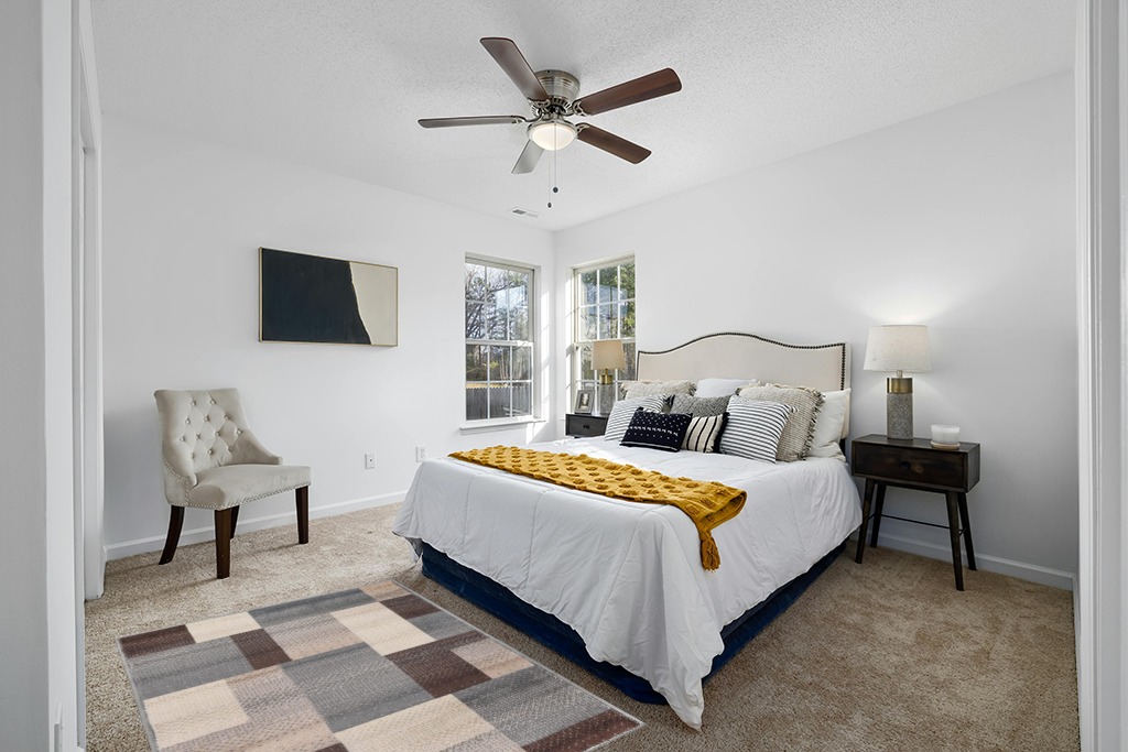 Grey room rug ideas in White and Yellow Modern Bedroom