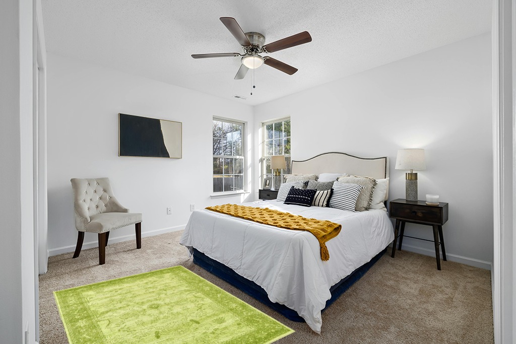Rug ideas in White and Yellow Modern Bedroom