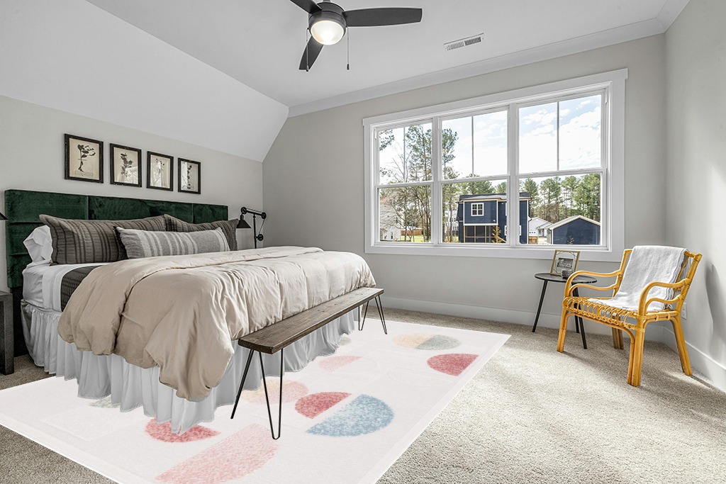 Rug ideas in Grey Traditional Bedroom with King Bed