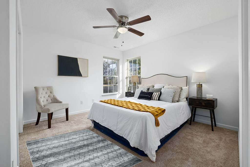 Rug ideas in White and Yellow Modern Bedroom