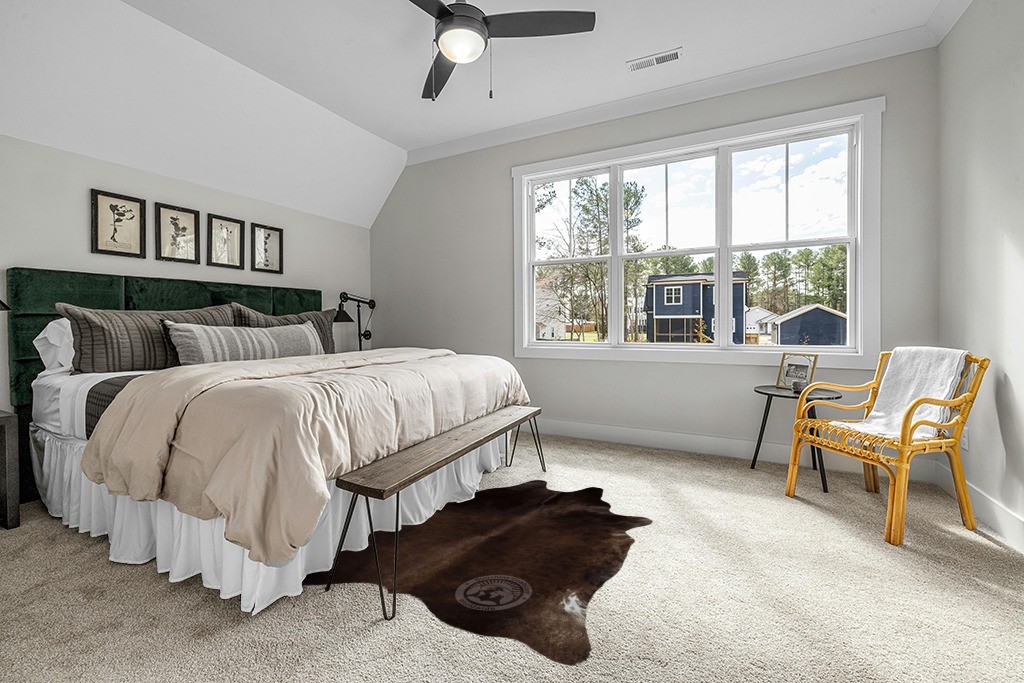 Rug ideas in Grey Traditional Bedroom with King Bed
