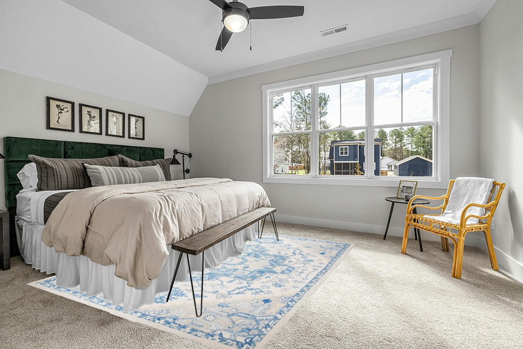 Rug ideas in Grey Traditional Bedroom with King Bed