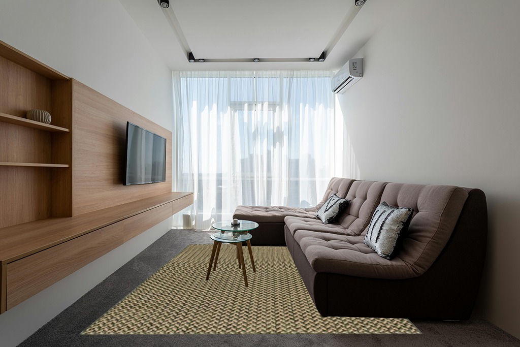 nuLOOM Camryn Herringbone Indoor/Outdoor Area Rug, 8x10, Green in Grey Living Room with Brown Couch