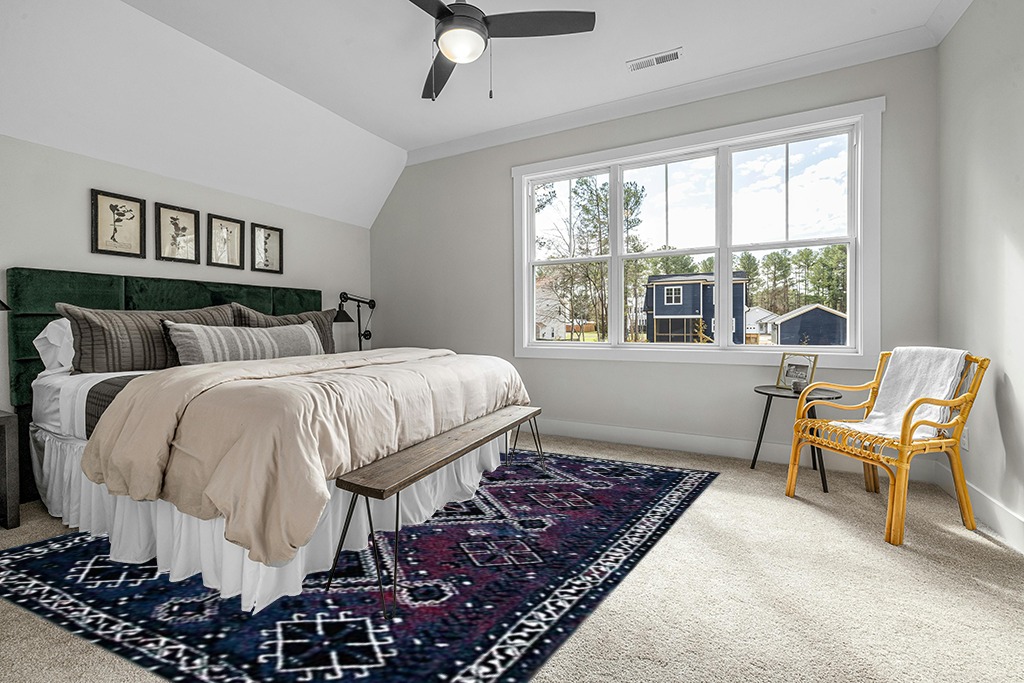 Large rug ideas in Grey Traditional Bedroom with King Bed