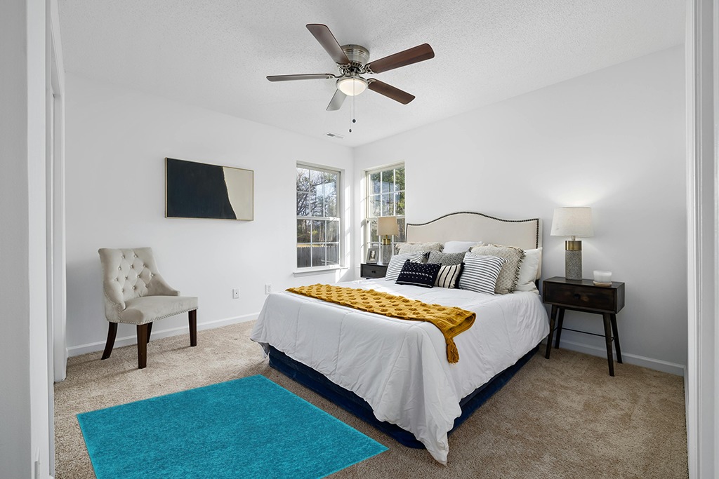 Small powder room rug ideas in White and Yellow Modern Bedroom
