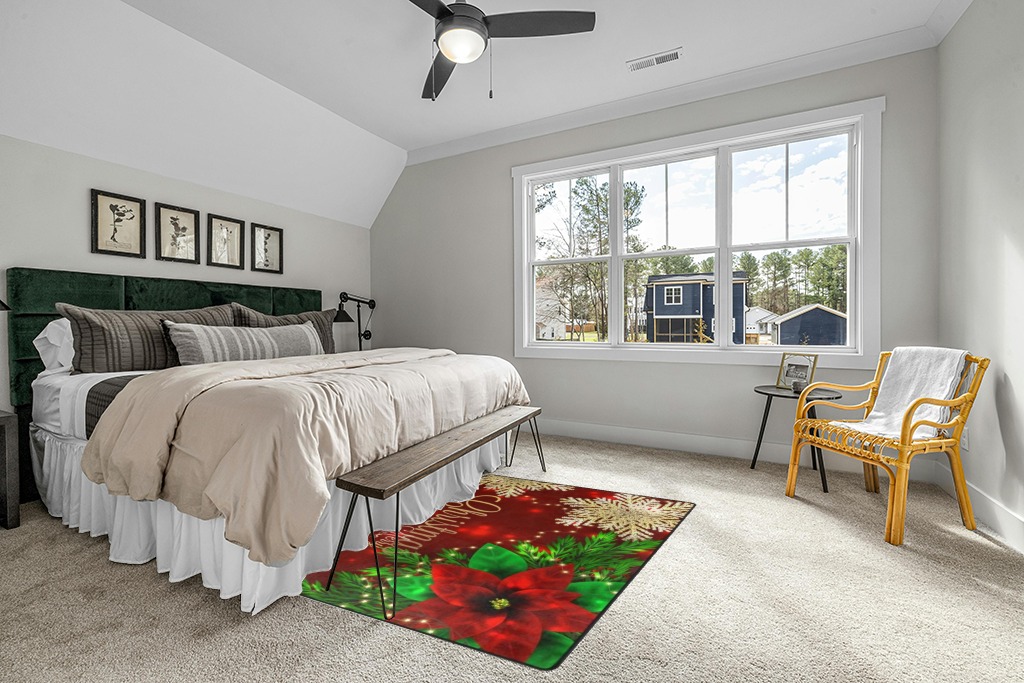 Christmas rug ideas in Grey Traditional Bedroom with King Bed