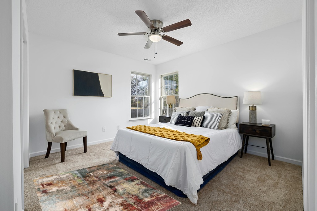 Rug ideas in White and Yellow Modern Bedroom
