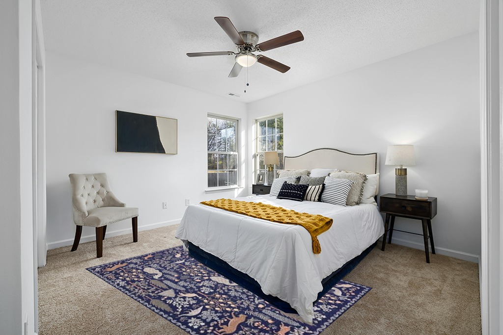 Loloi Rifle Paper Co. x Menagerie Navy 5'-0" x 7'-6" Area Rug in White and Yellow Modern Bedroom