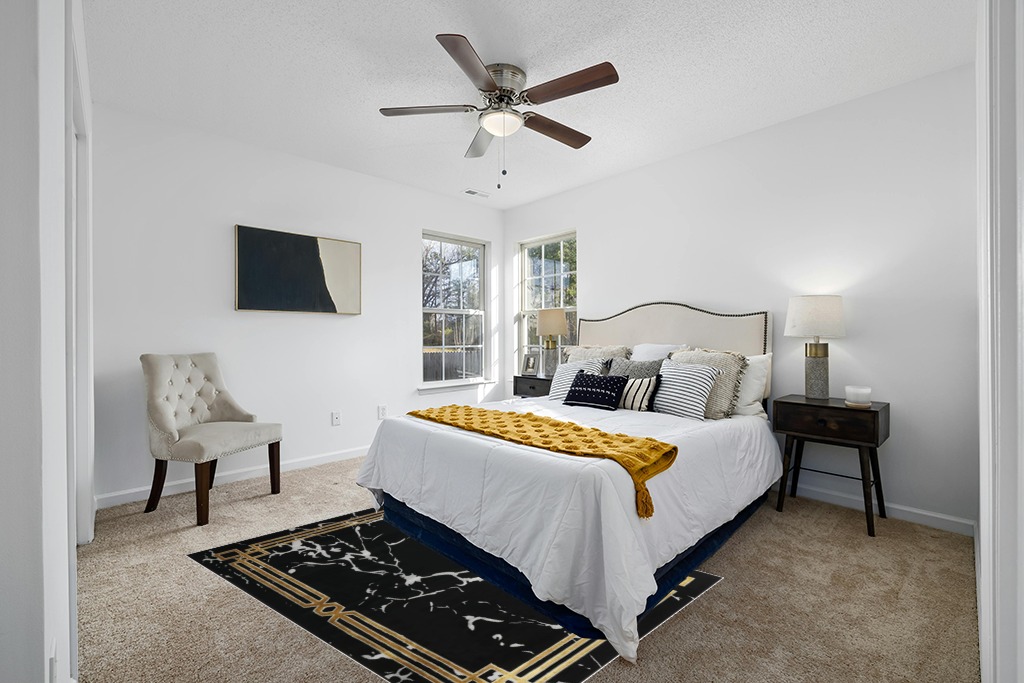 Rug ideas in White and Yellow Modern Bedroom