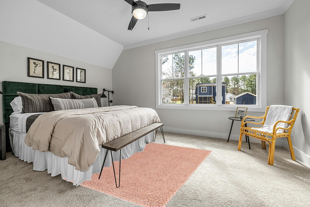 Rug ideas in Grey Traditional Bedroom with King Bed