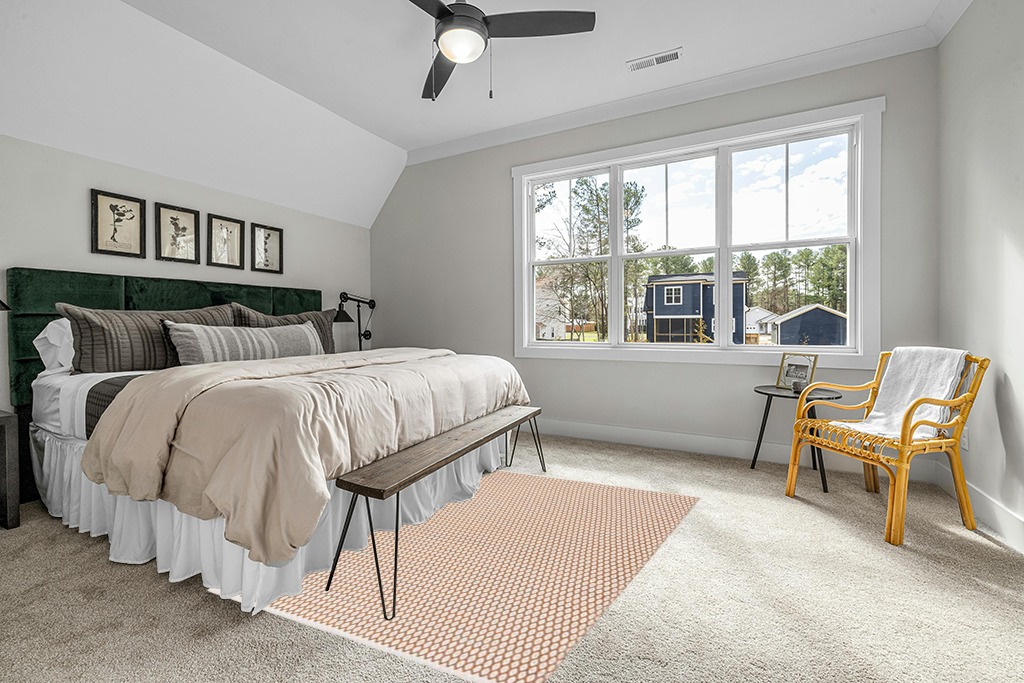 Rug ideas in Grey Traditional Bedroom with King Bed