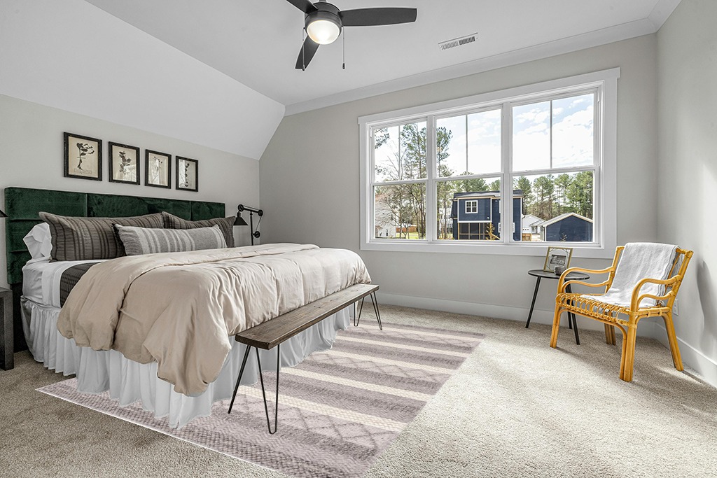 Farmhouse rug ideas in Grey Traditional Bedroom with King Bed