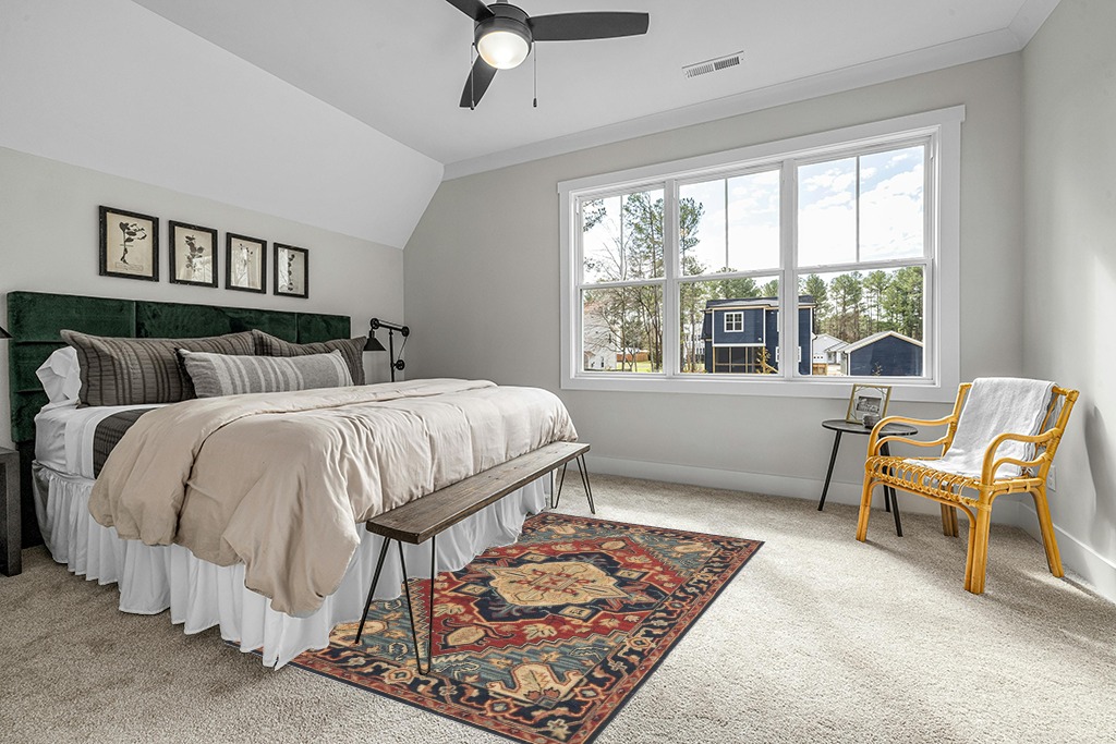 Rug ideas in Grey Traditional Bedroom with King Bed