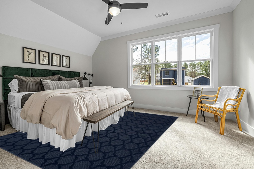 Large rug ideas in Grey Traditional Bedroom with King Bed