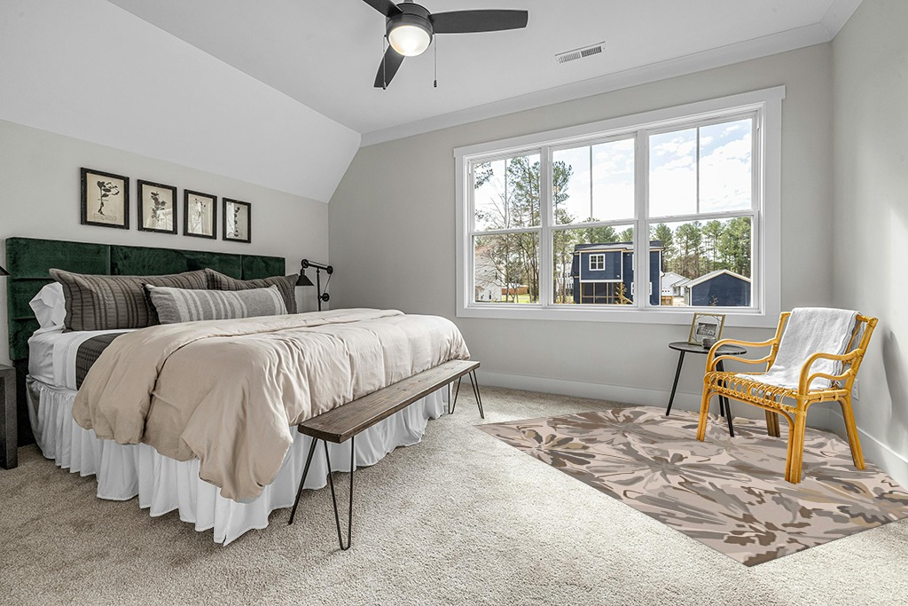 Surya ATH-5135 Hand Tufted Floral and Paisley Area Rug, 8-Feet Square in Grey Traditional Bedroom with King Bed