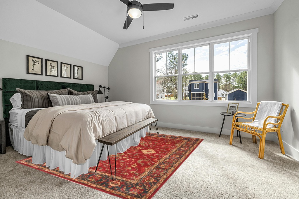 Oriental rug decorating ideas in Grey Traditional Bedroom with King Bed