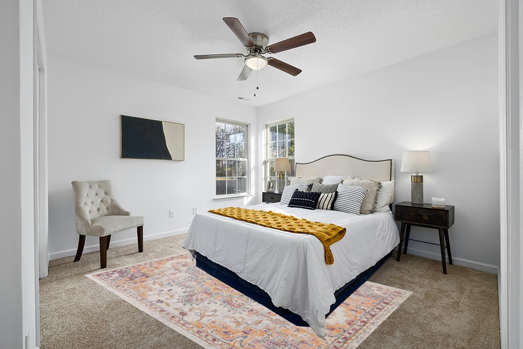 Rug ideas in White and Yellow Modern Bedroom