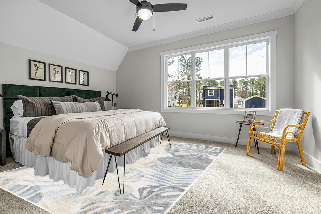 Large rug ideas in Grey Traditional Bedroom with King Bed