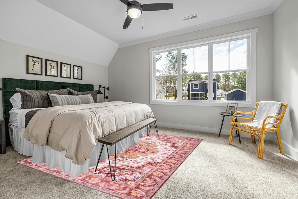Rug ideas in Grey Traditional Bedroom with King Bed